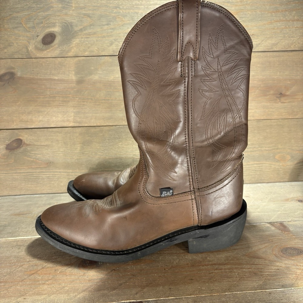 Justin Butch Farm & Ranch mens size 9.5 shoes brown leather western cowboy boos